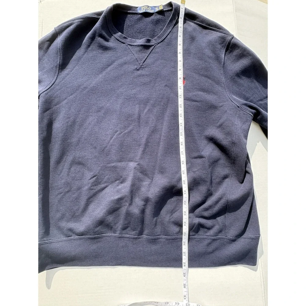 Polo Ralph Lauren Mens XL Navy Blue Crewneck Sweatshirt Red Pony Logo Fleece